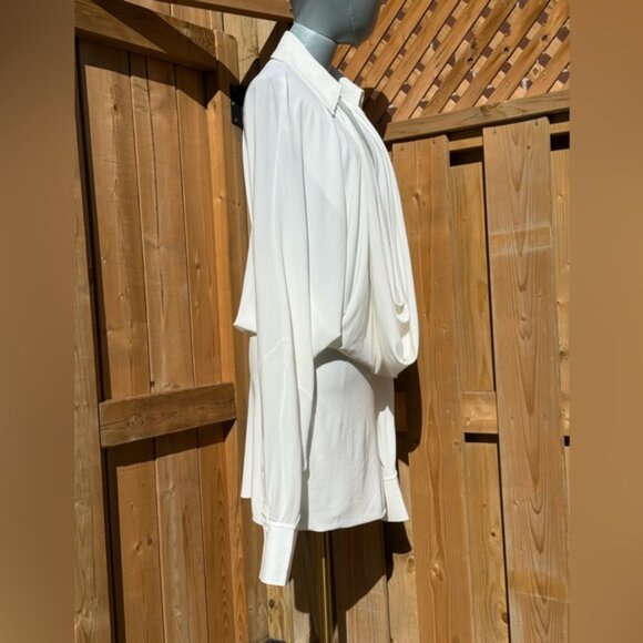 🆕 RAT & BOA 🧿 NWOT Stella White Long Sleeve Cowl Neck Mini Dress, Sz M - Picture 5 of 16
